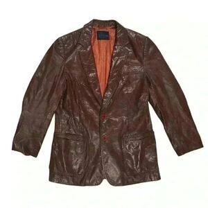 VINTAGE 70’S MONSIEUR Lauro Men’s Two Button Leather Blazer Jacket. Size 40